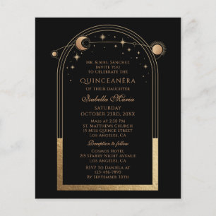 Papier Céleste Black Gold QR Code Quinceañera