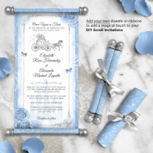 Cendrillon fée Mariage Scroll Invitations