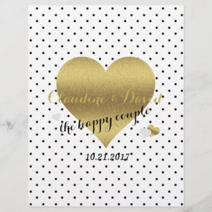 Papier Cérémonie de la Polka de coeur blanc et or