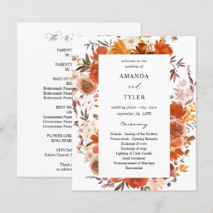 Papier Cérémonie de Mariage Floral Rouge & Orange Budget