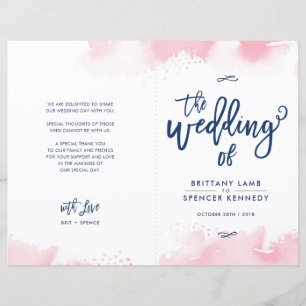 Papier CÉRÉMONIE DE MARIAGE lettrage main rose aquarelle