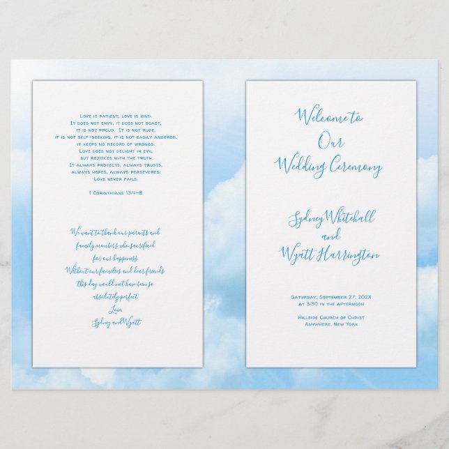 Papier Cérémonie des Mariages catholiques du ciel céleste (Devant)