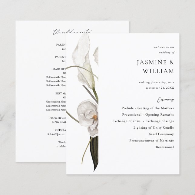 Papier Cérémonie des Mariages floraux noir et blanc Budge (Devant / Derrière)