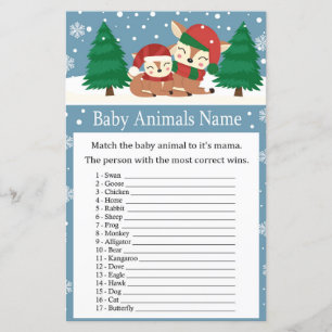Papier Cerf de Noël Bébé Animaux Nom Jeu baby shower