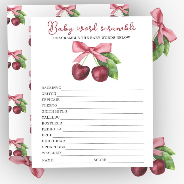 Papier Cerise arc baby shower Baby mot scramble jeu (Créateur téléchargé)