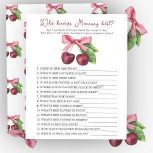 Papier cerise avec arc - Qui connaît maman le mieux