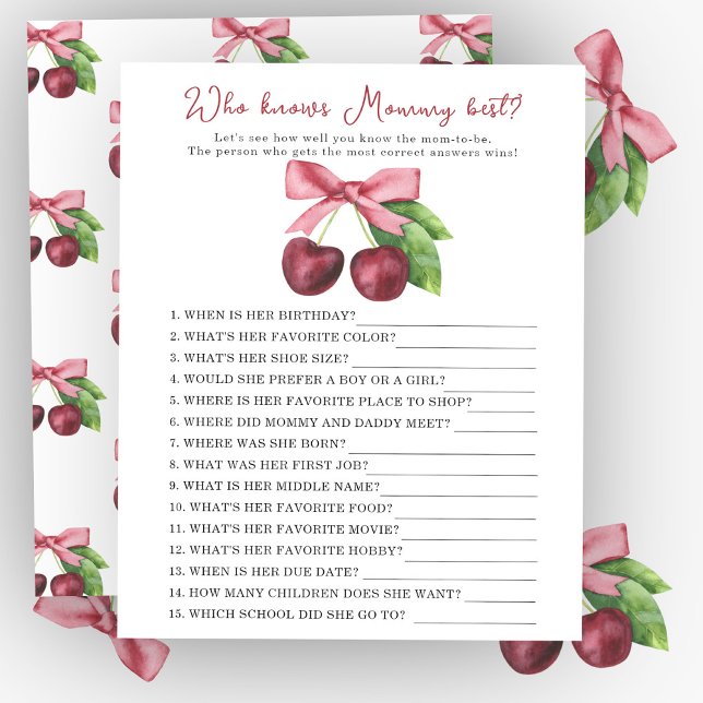 Papier cerise avec arc - Qui connaît maman le mieux (Créateur téléchargé)