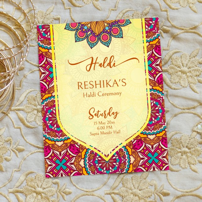 Papier Cerise mandala rangoli mehndi invitation budgétair (Créateur téléchargé)