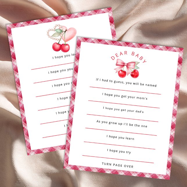 Papier Cerise sur le Baby shower supérieur Voeux pour Bab (Cherry Baby Shower Game)