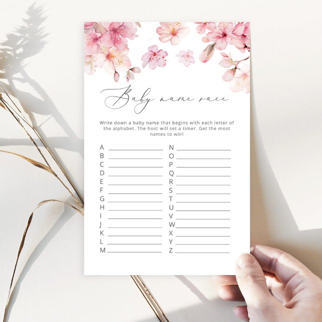 Papier Cerisier fleur bébé nom course jeu de baby shower (Créateur téléchargé)