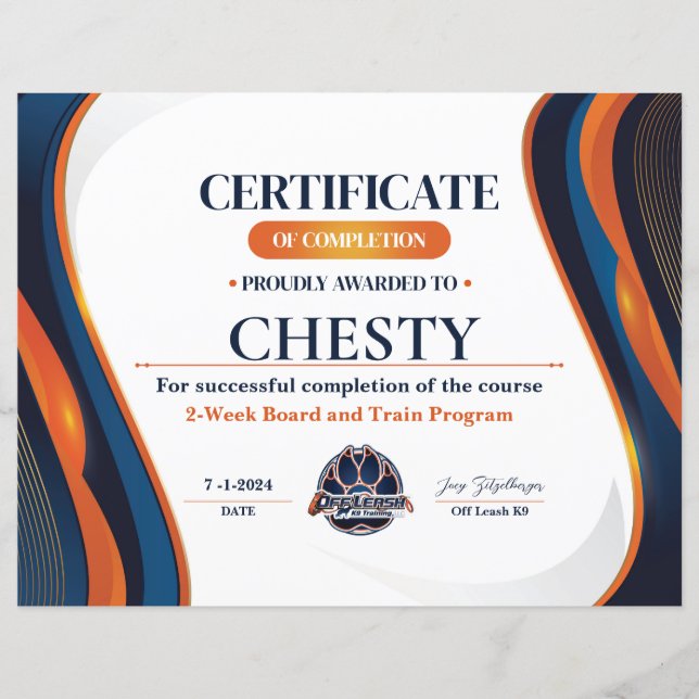 Papier Certificat #13 (Devant)