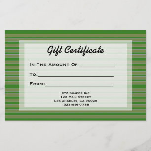 Papier Certificat cadeau Green Stripes