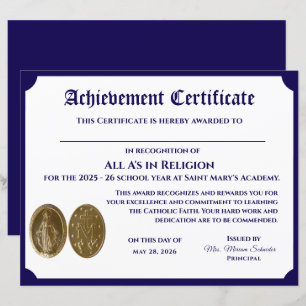 Papier Certificat d'accomplissement personnalisable