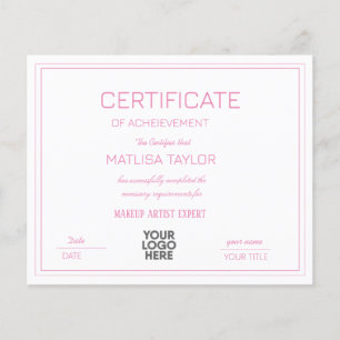 Papier Certificat D'Accomplissement Rose