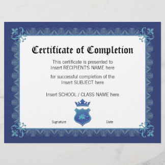 PAPIER CERTIFICAT D'ACHÈVEMENT