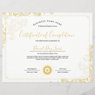 Papier Certificat d'achèvement