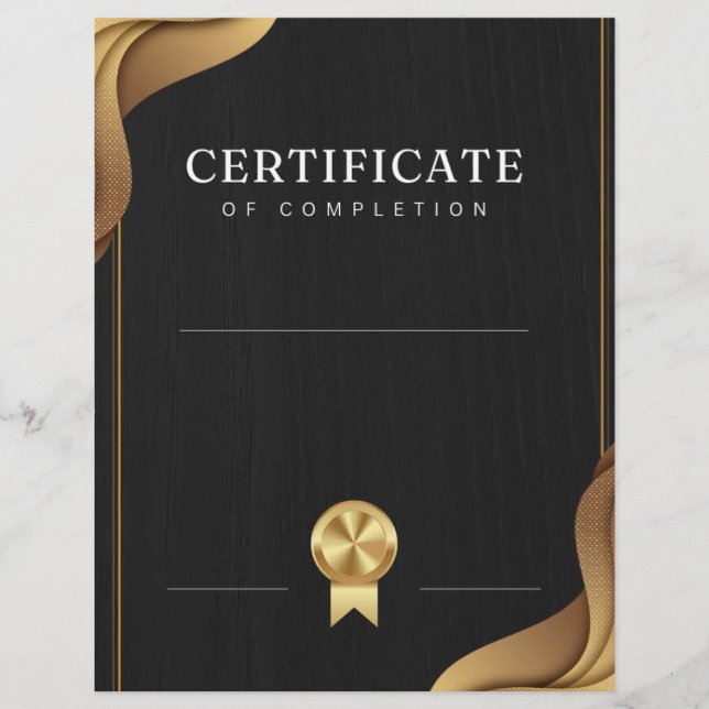 Papier Certificat d'achèvement (Devant)