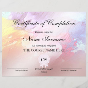 Papier Certificat d'achèvement - Cours Abstrait