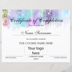 Papier Certificat d'achèvement de cours de récompense
