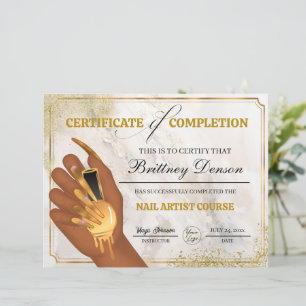 Papier Certificat d'achèvement de l'octroi Technicien de
