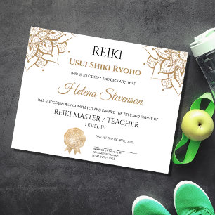 Papier Certificat d'achèvement de Reiki Yoga