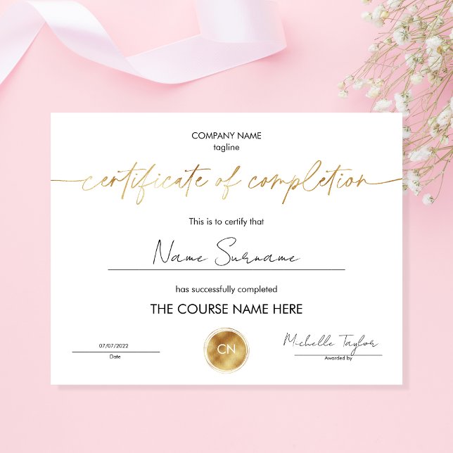 Papier Certificat d'achèvement Diplôme de participation (Créateur téléchargé)