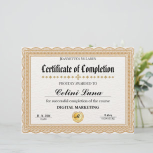Papier Certificat d'achèvement élégant en or – Moderne