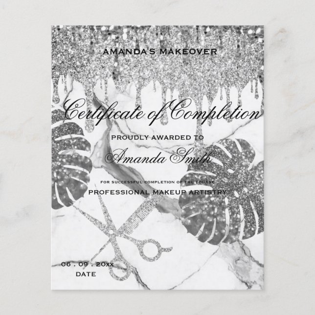 Papier Certificat d'achèvement en or noir blanc (Devant)