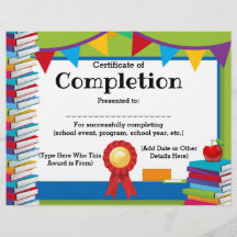 Certificat d'achèvement Enfants personnalisables 8