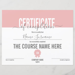 Papier Certificat d'achèvement minimal simple
