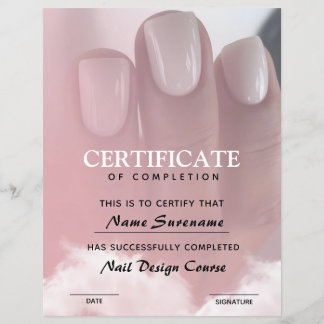 Papier Certificat d'achèvement Prix Cours à ongles