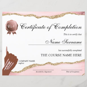 Papier Certificat d'achèvement Prix Cours à ongles Artist