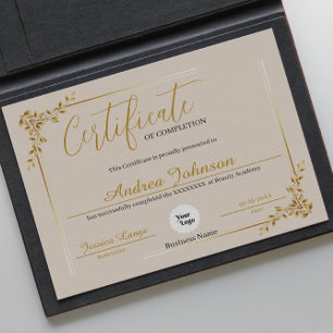 Papier Certificat D'Achèvement Prix Script Golden