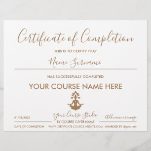 Papier certificat d'achèvement yoga