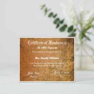 Papier Certificat d'adhésion