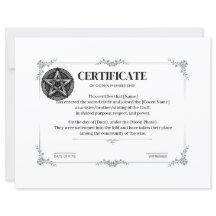 Certificat d'adhésion à Coven