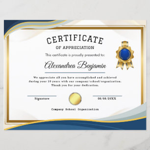 Papier Certificat d'appréciation