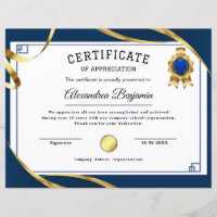 Certificat d'appréciation