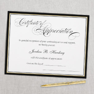 Papier Certificat d'appréciation