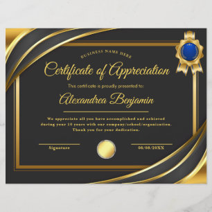 Papier Certificat d'appréciation