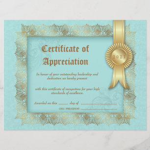 Papier Certificat d'appréciation Diplôme Gold Blue
