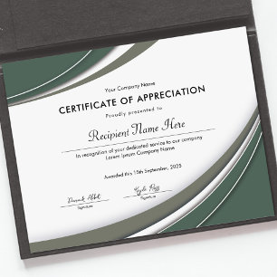 Papier Certificat d'appréciation écologique Sage