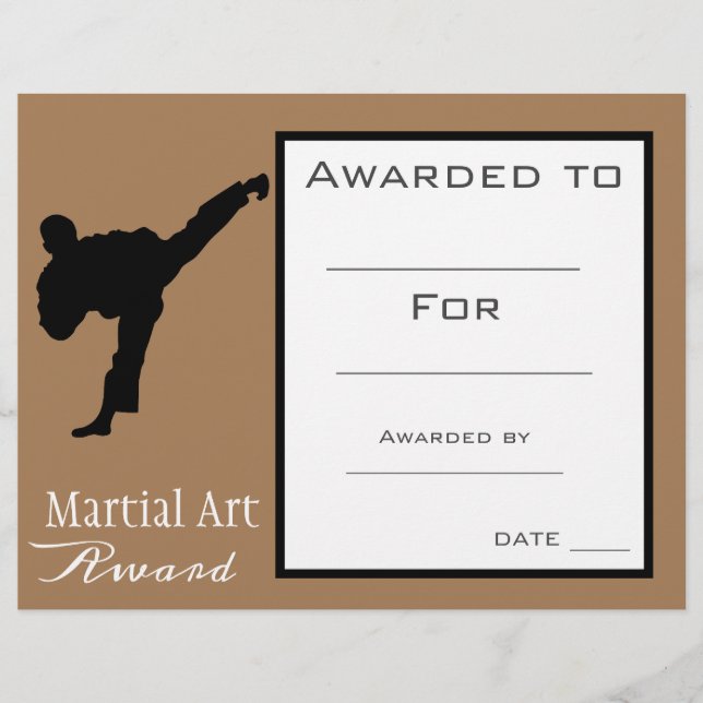 Papier Certificat d'Art Martial (Devant)