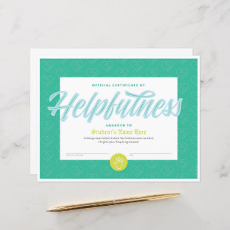 Papier Certificat d'assistance