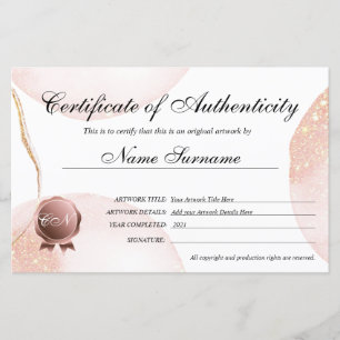 Papier Certificat d'authenticité