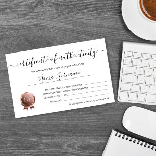 Papier Certificat d'authenticité