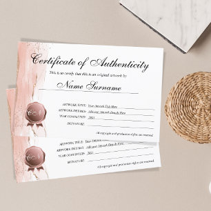 Papier Certificat d'authenticité