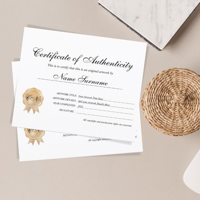 Papier Certificat d'authenticité (Créateur téléchargé)