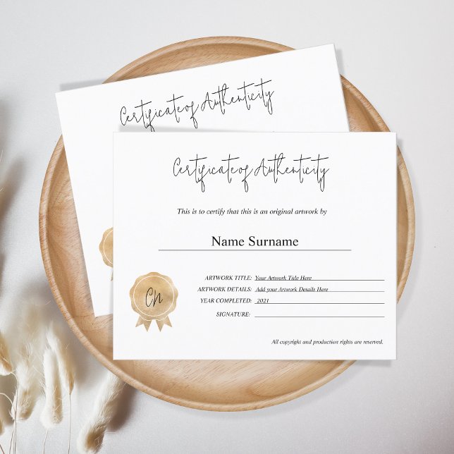 Papier Certificat d'authenticité (Créateur téléchargé)