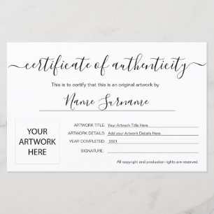 Papier Certificat d'authenticité